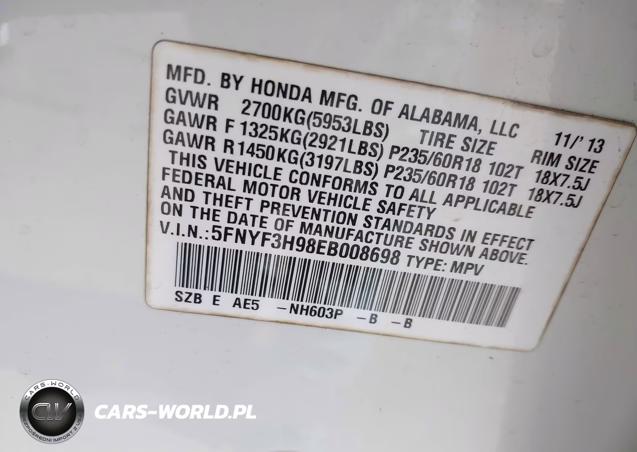 2014 Honda Pilot Touring VIN:5FNYF3H98EB008698 - 9