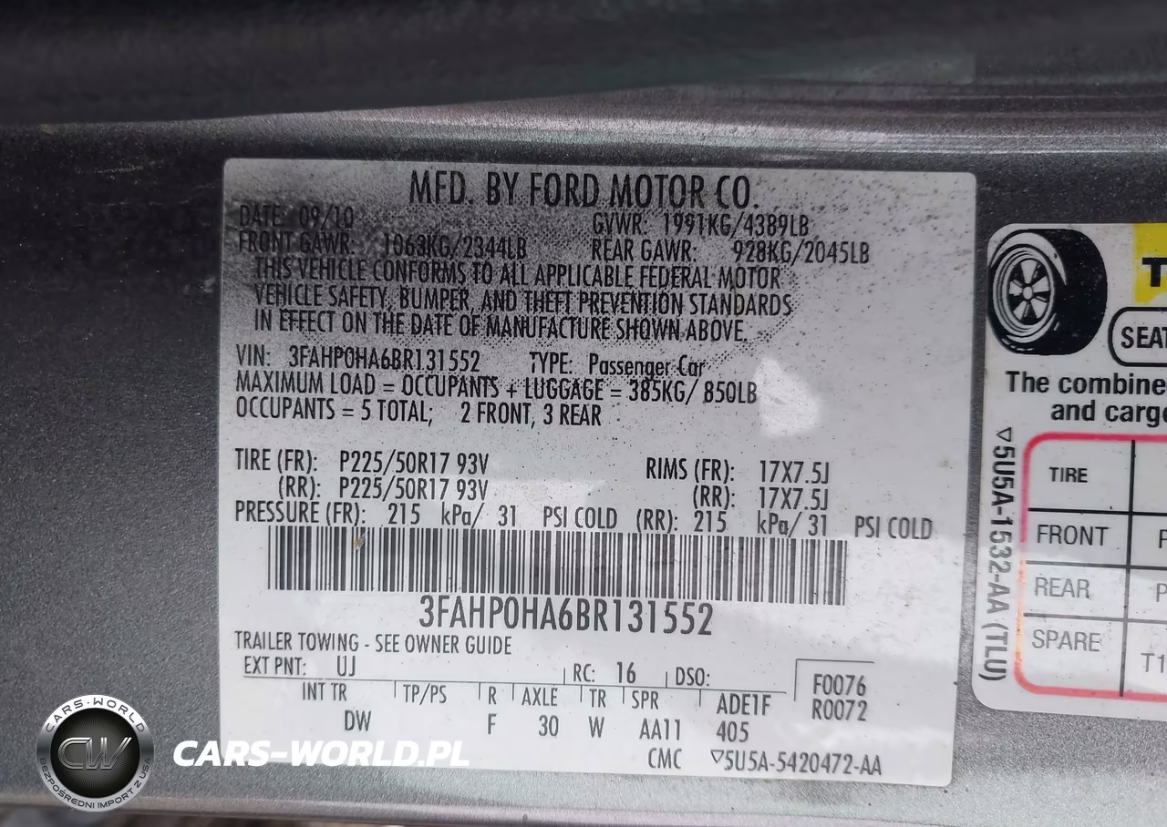 2011 Ford Fusion Se VIN:3FAHP0HA6BR131552 - 9