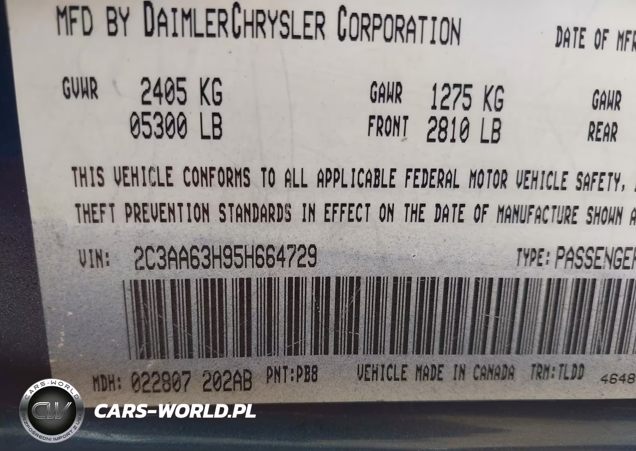 2005 Chrysler 300C VIN:2C3AA63H95H664729 - 9