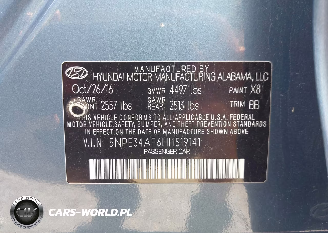 2017 Hyundai Sonata Sport VIN:5NPE34AF6HH519141 - 9