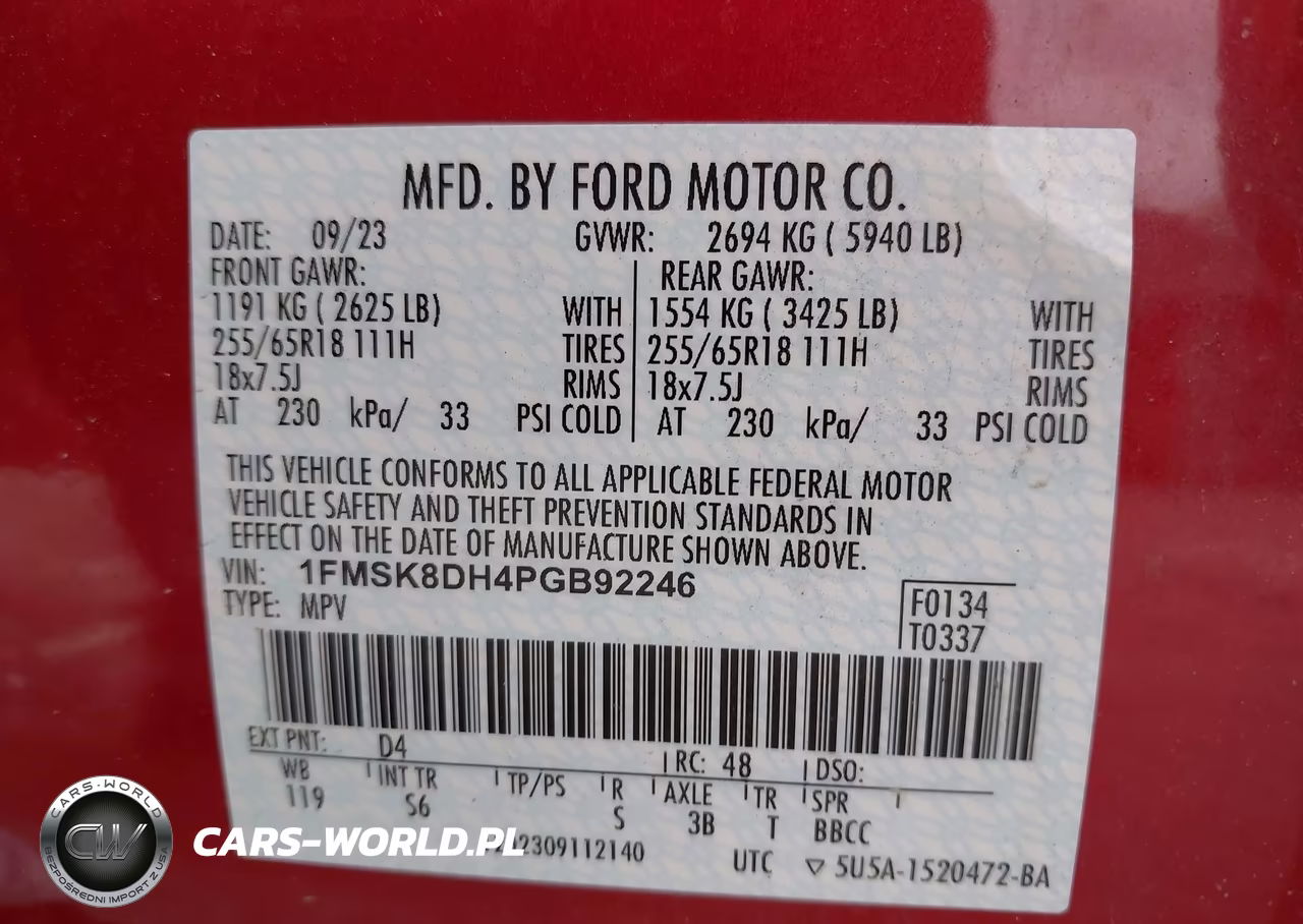 2023 Ford Explorer Xlt VIN:1FMSK8DH4PGB92246 - 9