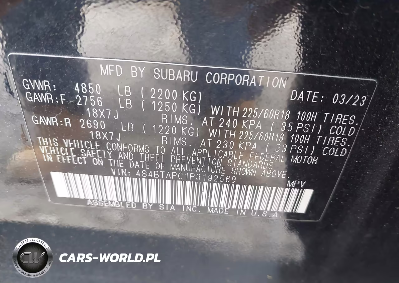 2023 Subaru Outback Touring VIN:4S4BTAPC1P3192569 - 9