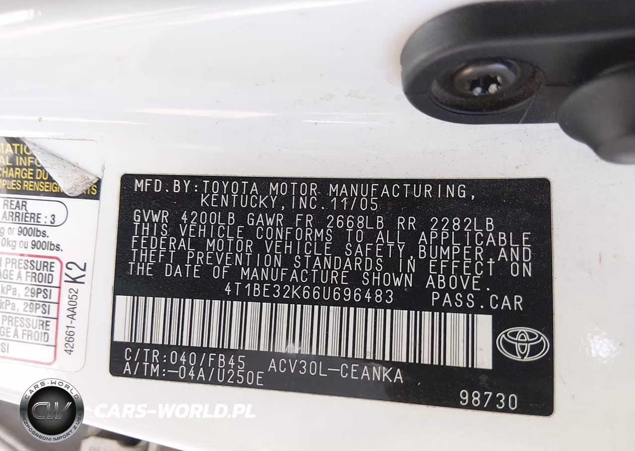 2006 Toyota Camry Le VIN:4T1BE32K66U696483 - 9