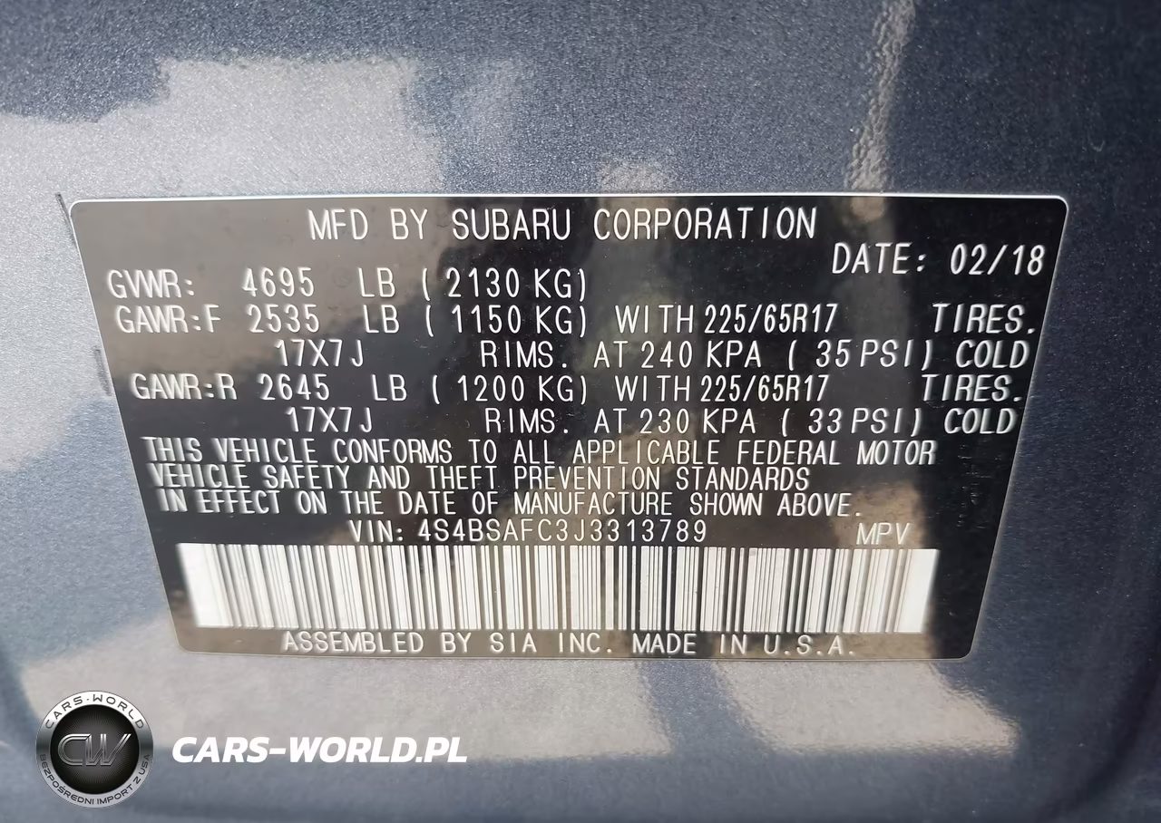 2018 Subaru Outback 2.5I Premium VIN:4S4BSAFC3J3313789 - 9