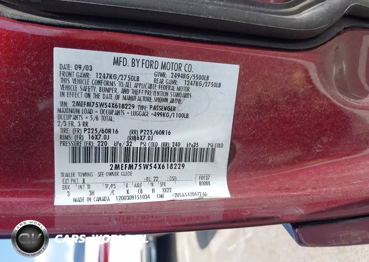 2004 Mercury Grand Marquis Ls VIN:2MEFM75W54X618229 - 9