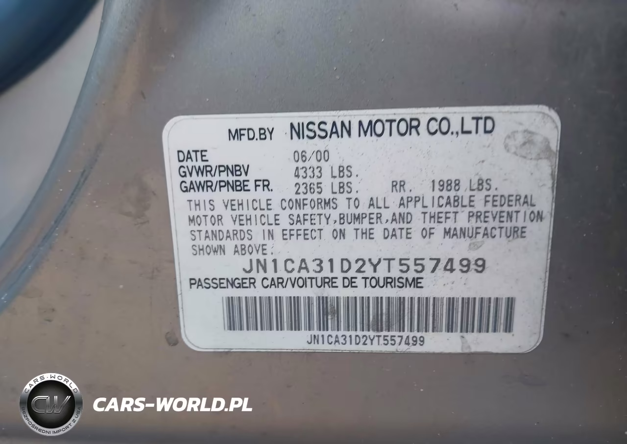 2000 Nissan Maxima Gle-Gxe-Se VIN:JN1CA31D2YT557499 - 9