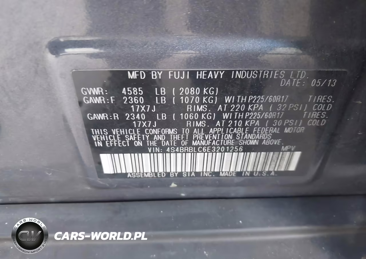 2014 Subaru Outback 2.5I Limited VIN:4S4BRBLC6E3201256 - 9