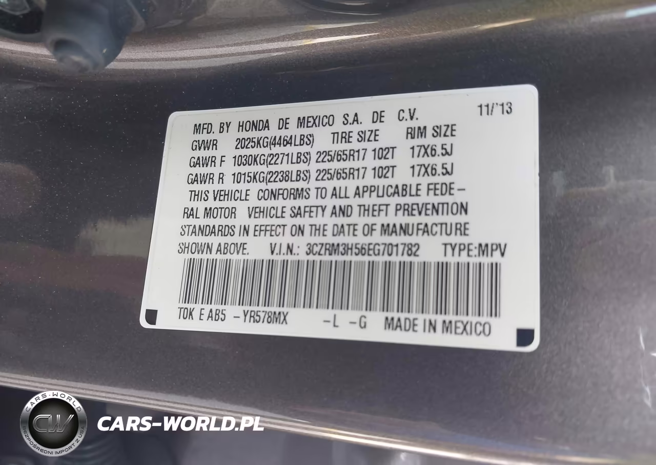 2014 Honda Cr-V Ex VIN:3CZRM3H56EG701782 - 9