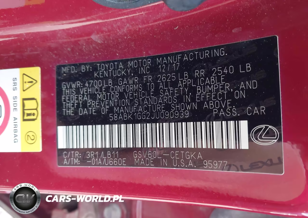 2018 Lexus Es 350 VIN:58ABK1GG2JU090939 - 9