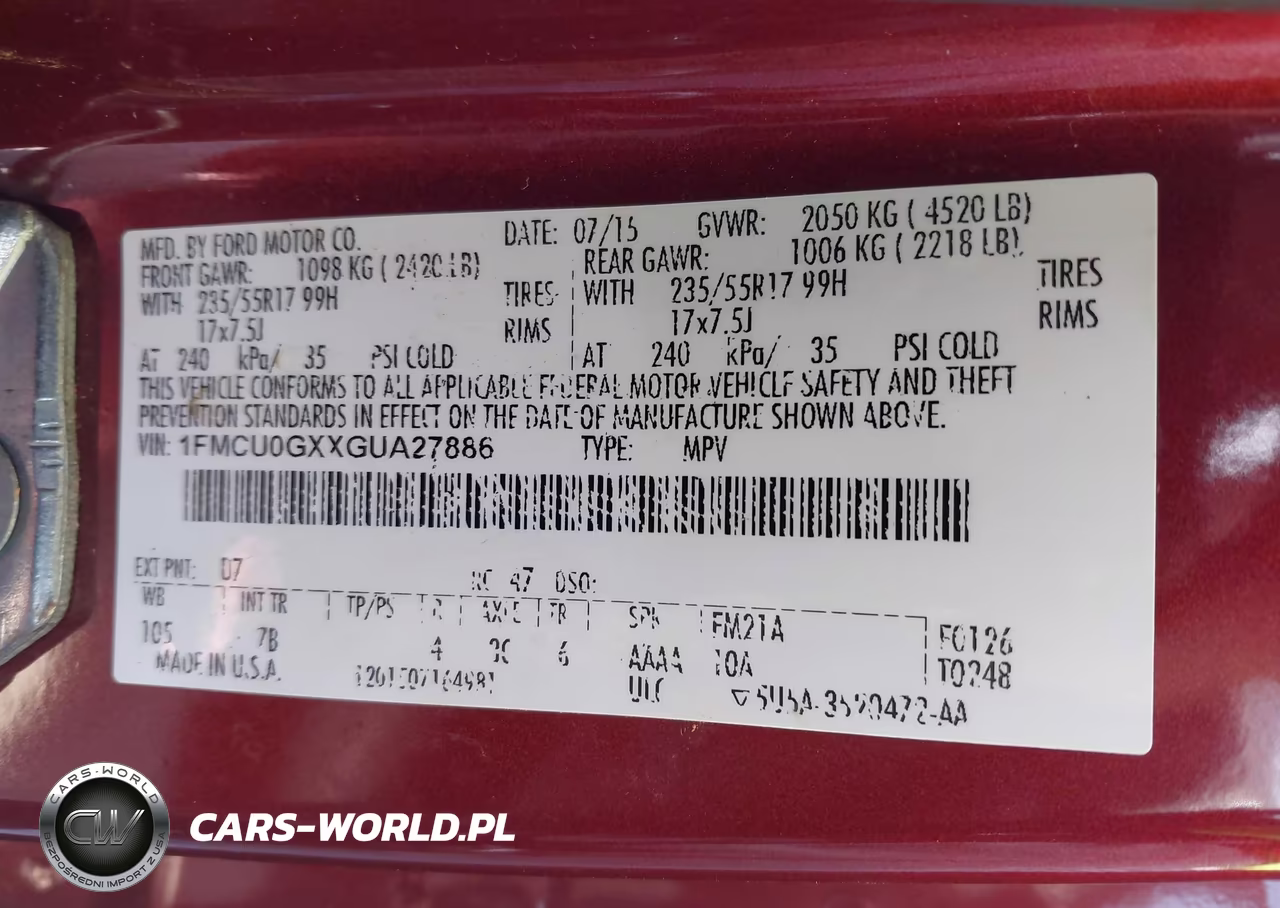 2016 Ford Escape Se VIN:1FMCU0GXXGUA27886 - 9