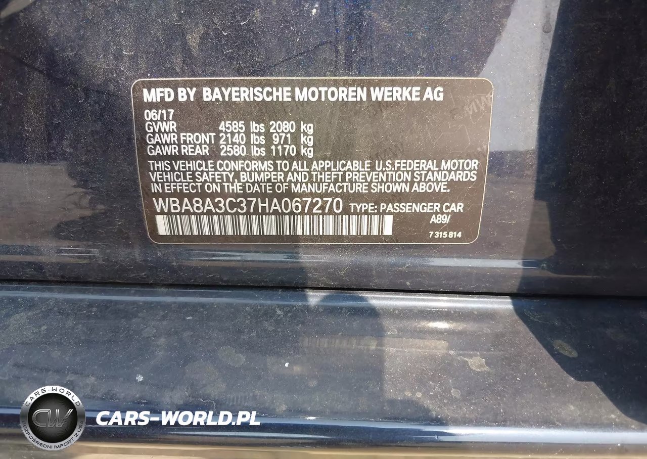 2017 BMW 320I xDrive VIN:WBA8A3C37HA067270 - 9