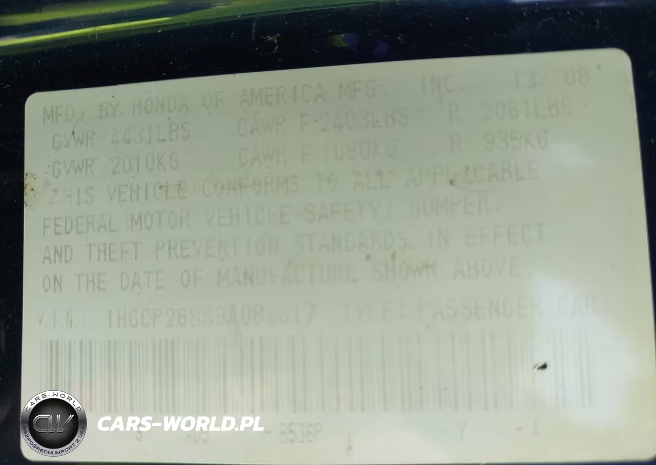 2009 Honda Accord 2.4 Ex-L VIN:1HGCP26889A089617 - 9