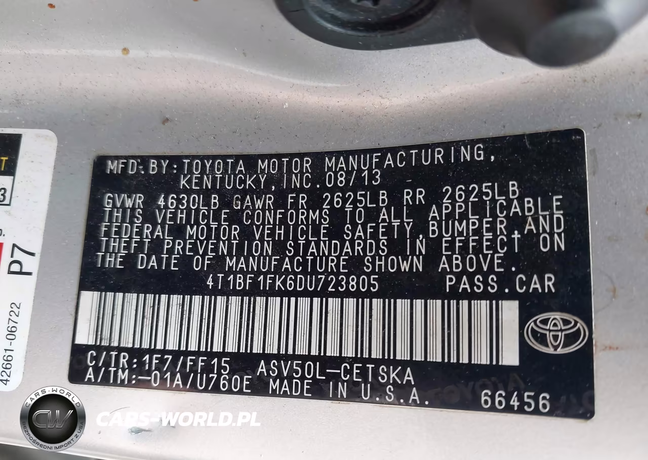 2013 Toyota Camry Se VIN:4T1BF1FK6DU723805 - 9