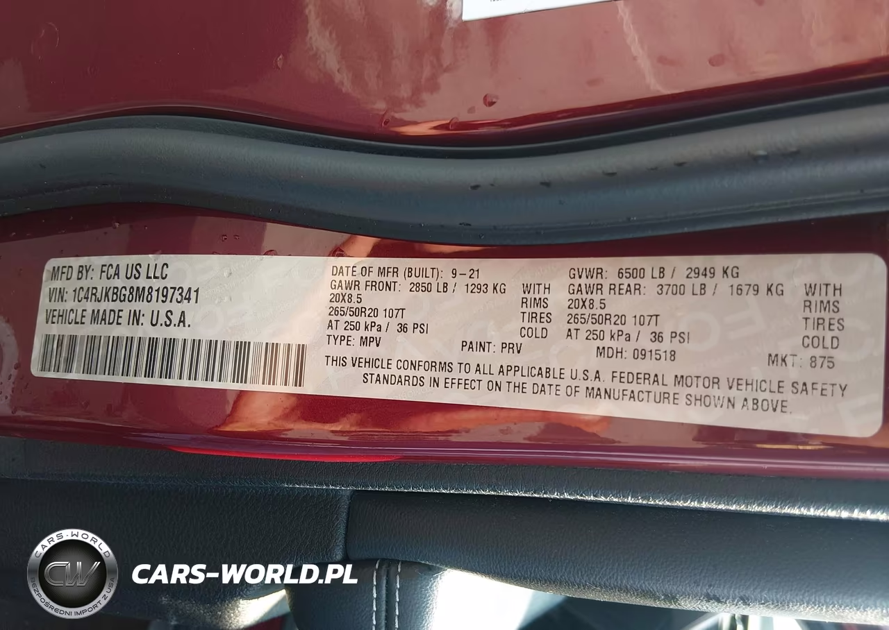 2021 Jeep Grand Cherokee L Limited 4X4 VIN:1C4RJKBG8M8197341 - 9