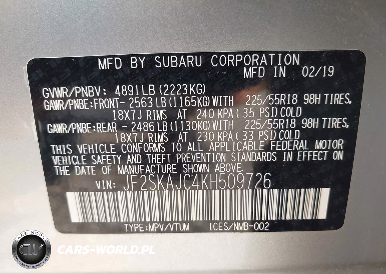 2019 Subaru Forester Sport VIN:JF2SKAJC4KH509726 - 9