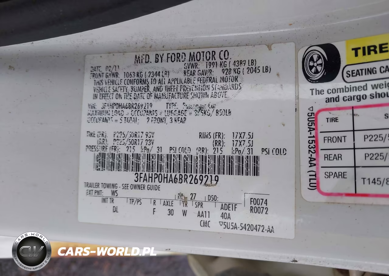 2011 Ford Fusion Se VIN:3FAHP0HA6BR269219 - 9