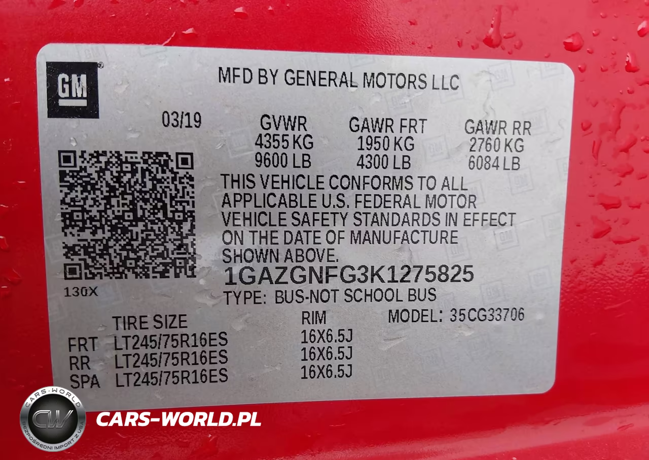 2019 Chevrolet Express 3500 Ls VIN:1GAZGNFG3K1275825 - 9