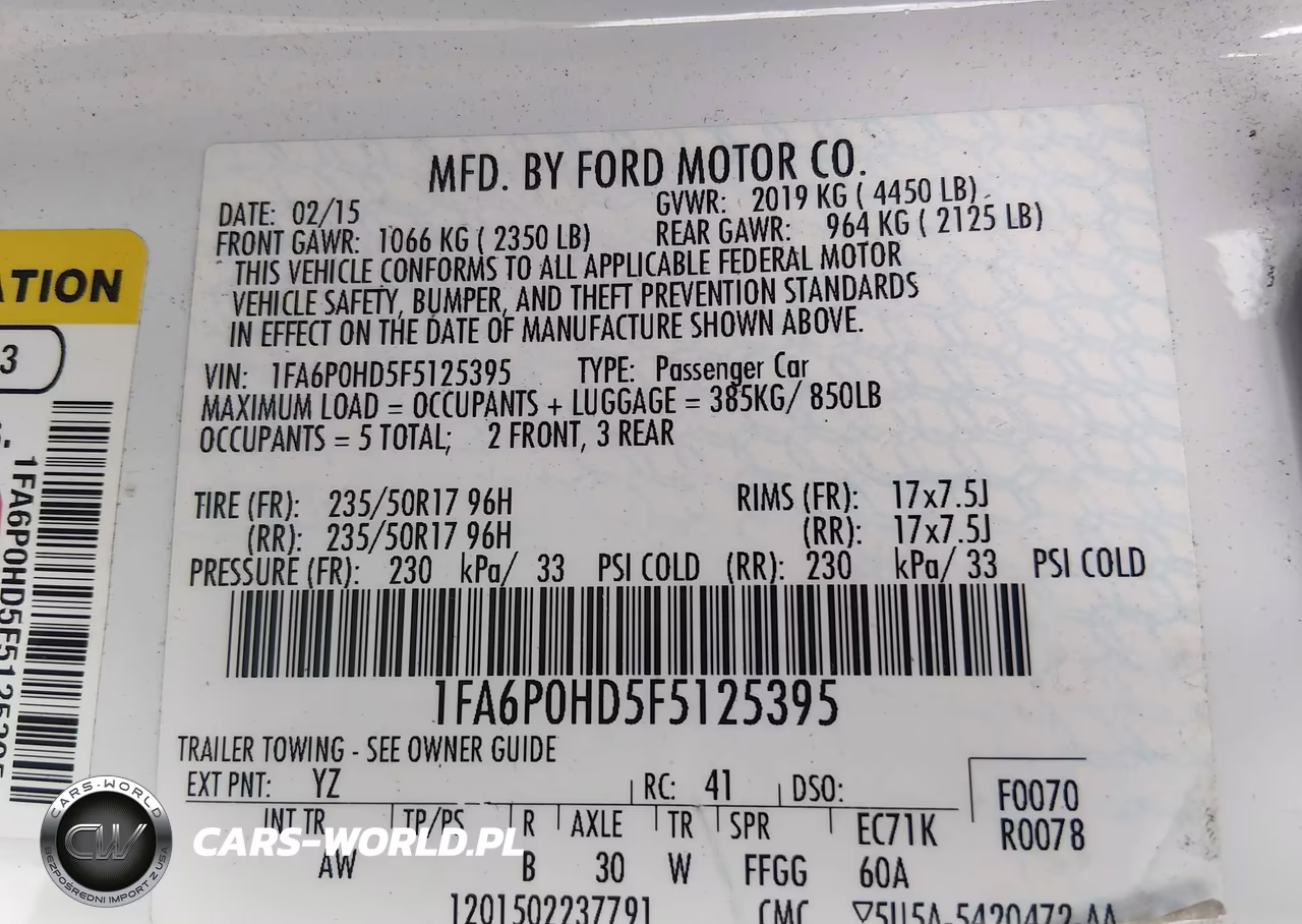 2015 Ford Fusion Se VIN:1FA6P0HD5F5125395 - 9