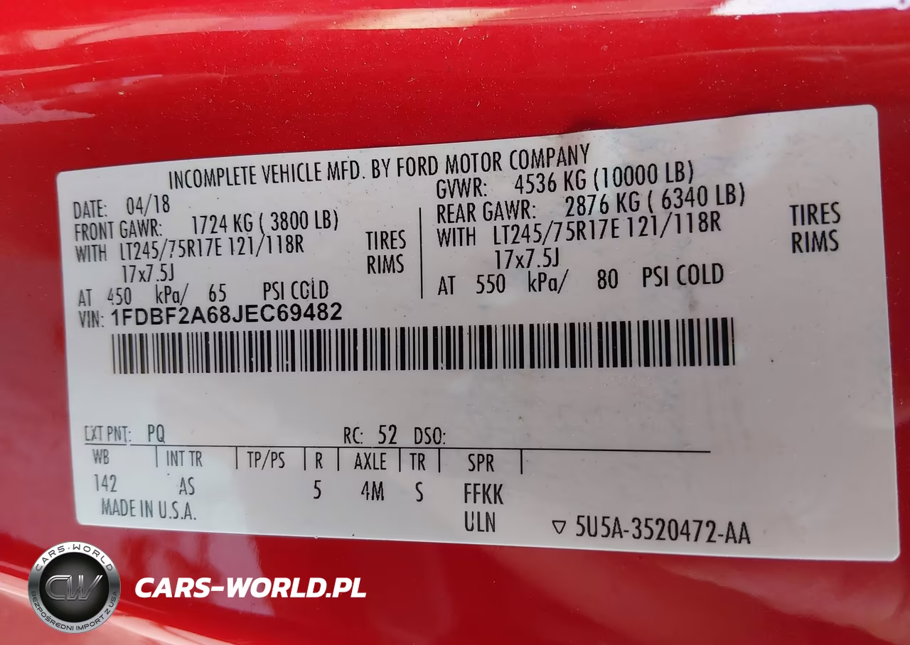 2018 Ford F-250 Xl VIN:1FDBF2A68JEC69482 - 9