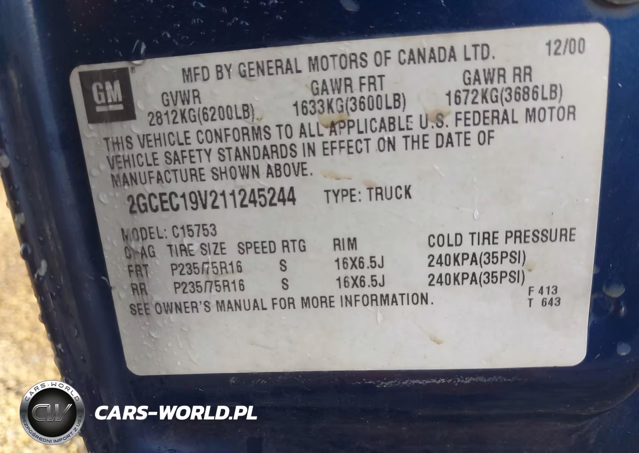 2001 Chevrolet Silverado 1500 VIN:2GCEC19V211245244 - 9