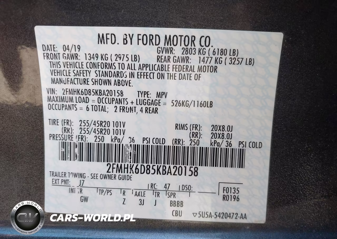 2019 Ford Flex Limited VIN:2FMHK6D85KBA20158 - 9