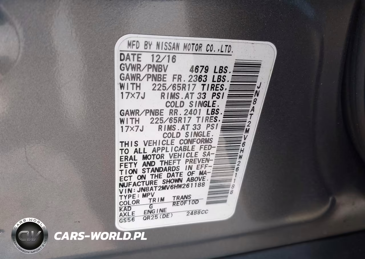 2017 Nissan Rogue S VIN:JN8AT2MV6HW261188 - 9