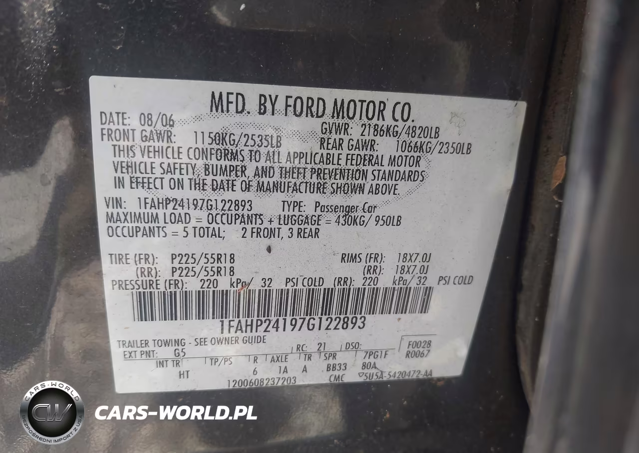 2007 Ford Five Hundred Sel VIN:1FAHP24197G122893 - 9