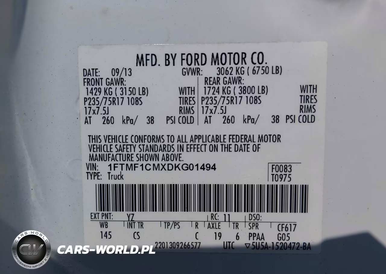 2013 Ford F-150 Xl VIN:1FTMF1CMXDKG01494 - 9