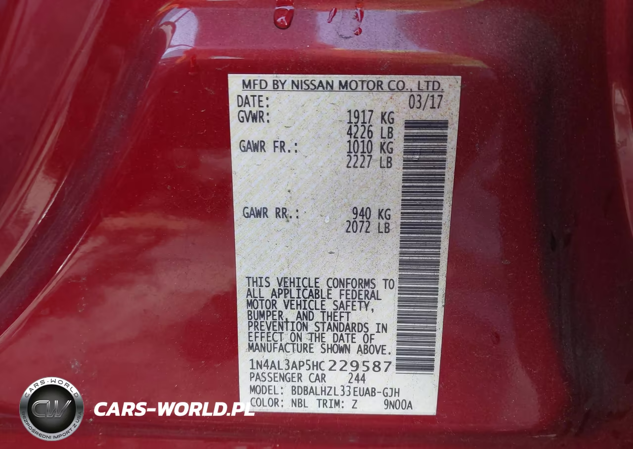 2017 Nissan Altima 2.5 Sr VIN:1N4AL3AP5HC229587 - 9