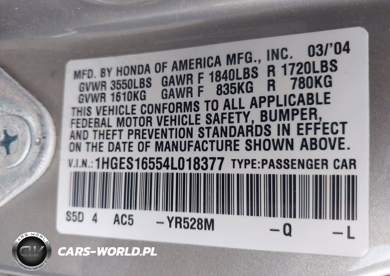 2004 Honda Civic Lx VIN:1HGES16554L018377 - 9