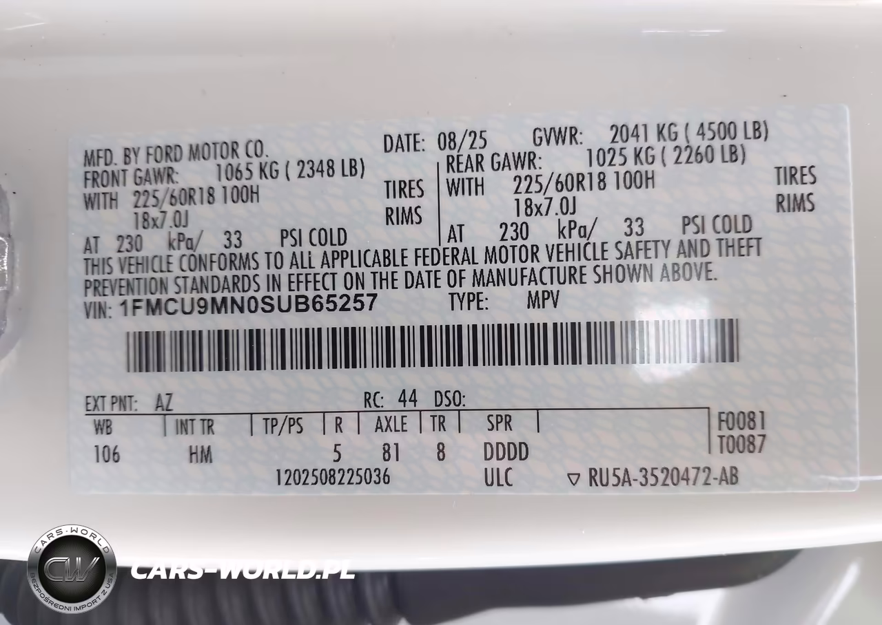 2025 Ford Escape St-Line VIN:1FMCU9MN0SUB65257 - 9