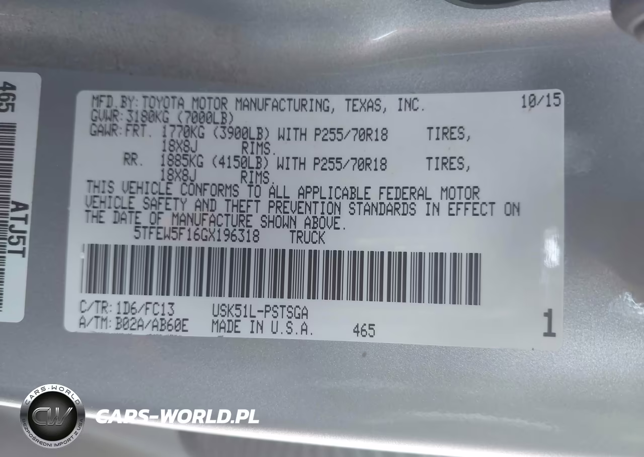 2016 Toyota Tundra Sr5 5.7L V8 VIN:5TFEW5F16GX196318 - 9