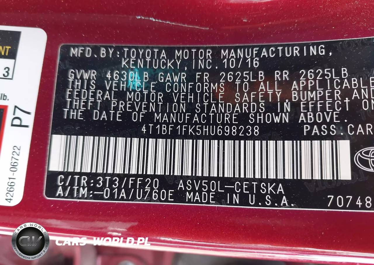 2017 Toyota Camry Se VIN:4T1BF1FK5HU698238 - 9
