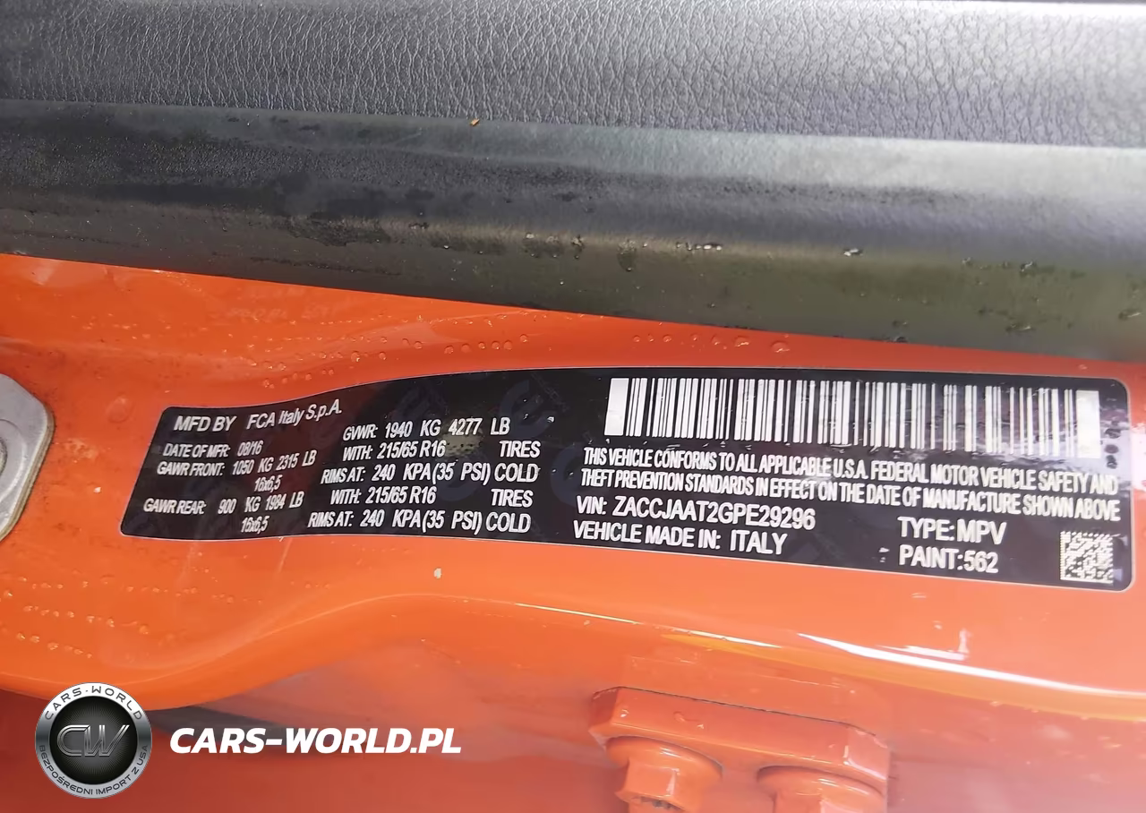 2016 Jeep Renegade Sport VIN:ZACCJAAT2GPE29296 - 9