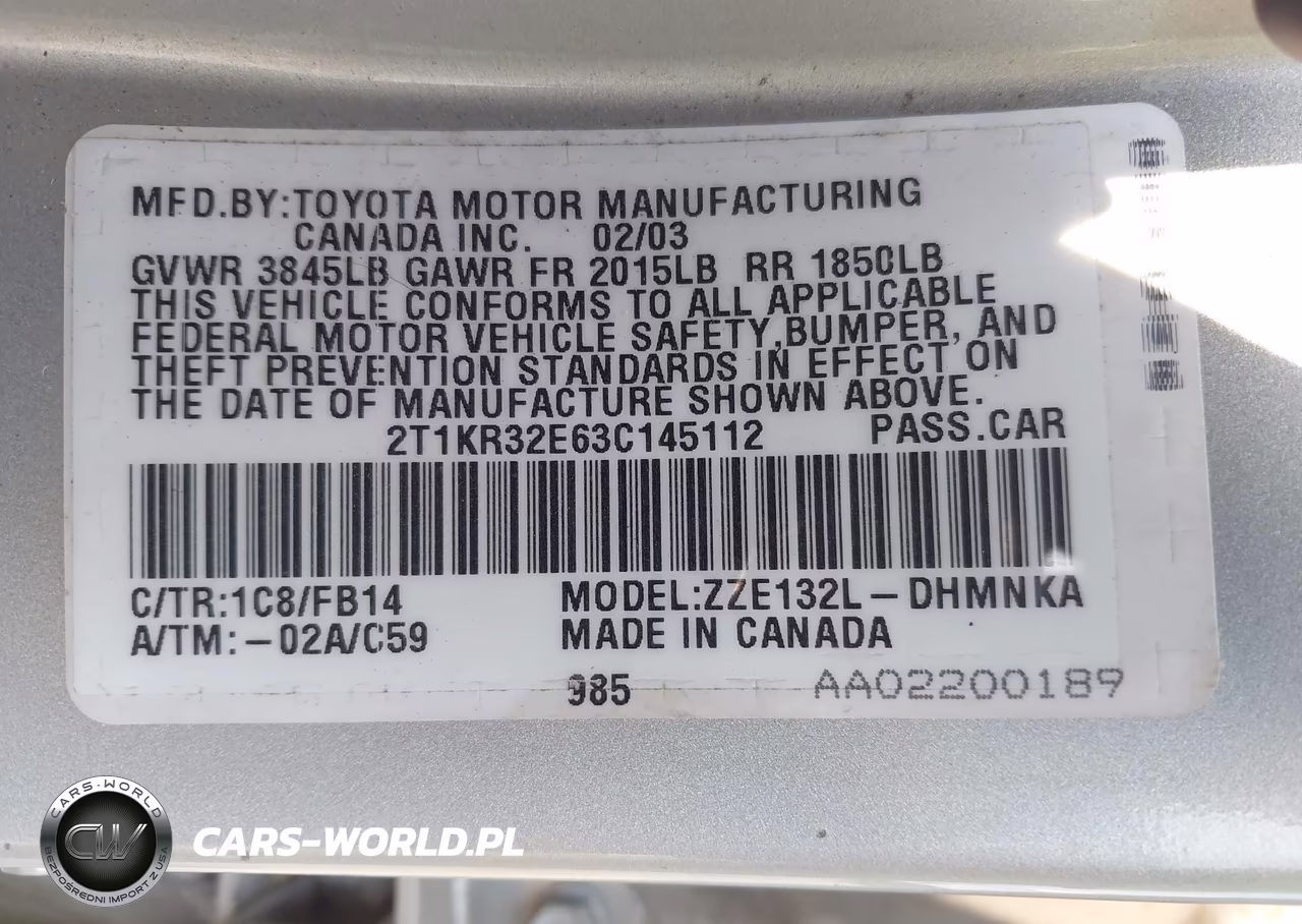 2003 Toyota Matrix Xr VIN:2T1KR32E63C145112 - 9