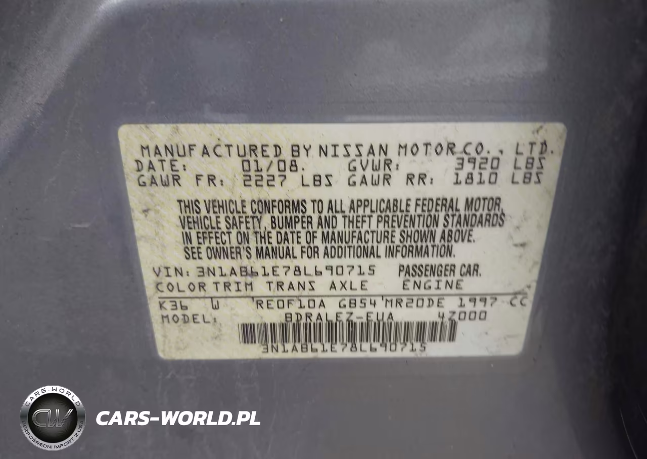 2008 Nissan Sentra 2.0 S VIN:3N1AB61E78L690715 - 9