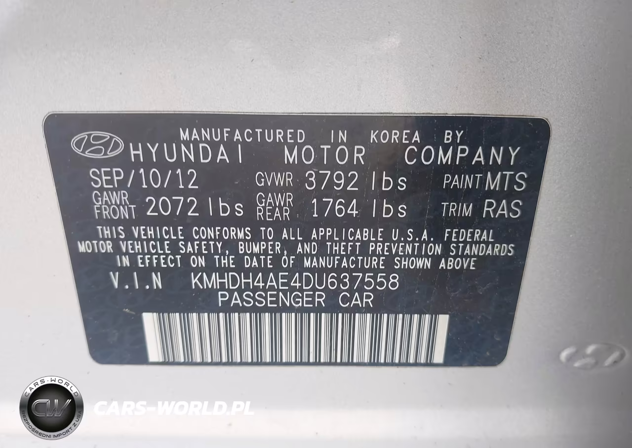 2013 Hyundai Elantra Limited VIN:KMHDH4AE4DU637558 - 9