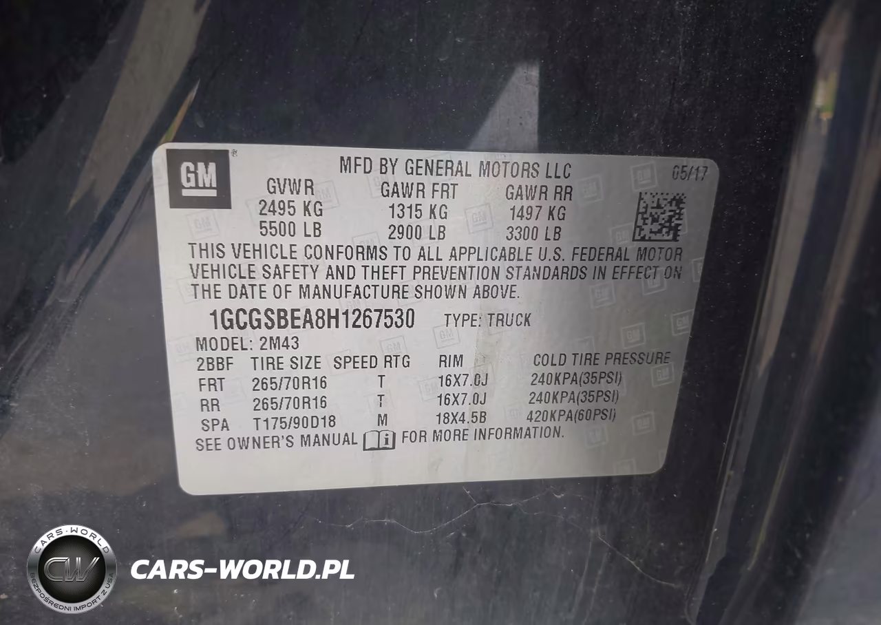2017 Chevrolet Colorado 2Wd Wt VIN:1GCGSBEA8H1267530 - 9