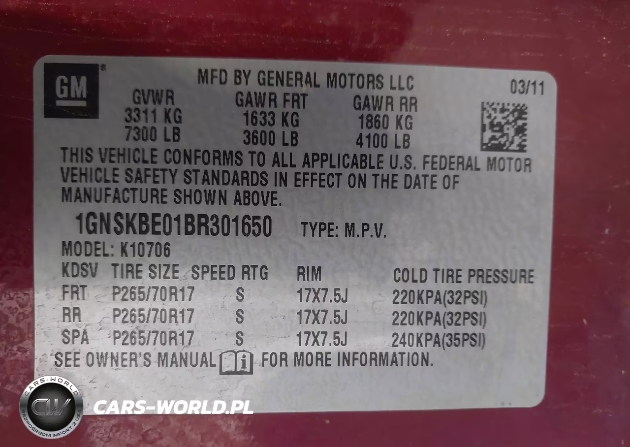 2011 Chevrolet Tahoe Lt VIN:1GNSKBE01BR301650 - 9