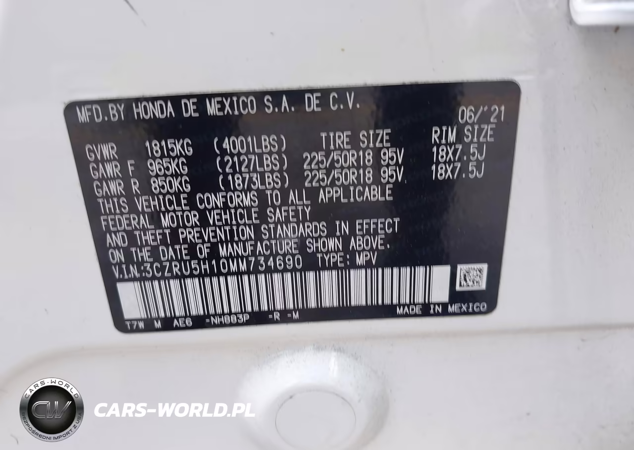 2021 Honda Hr-V 2Wd Sport VIN:3CZRU5H10MM734690 - 9