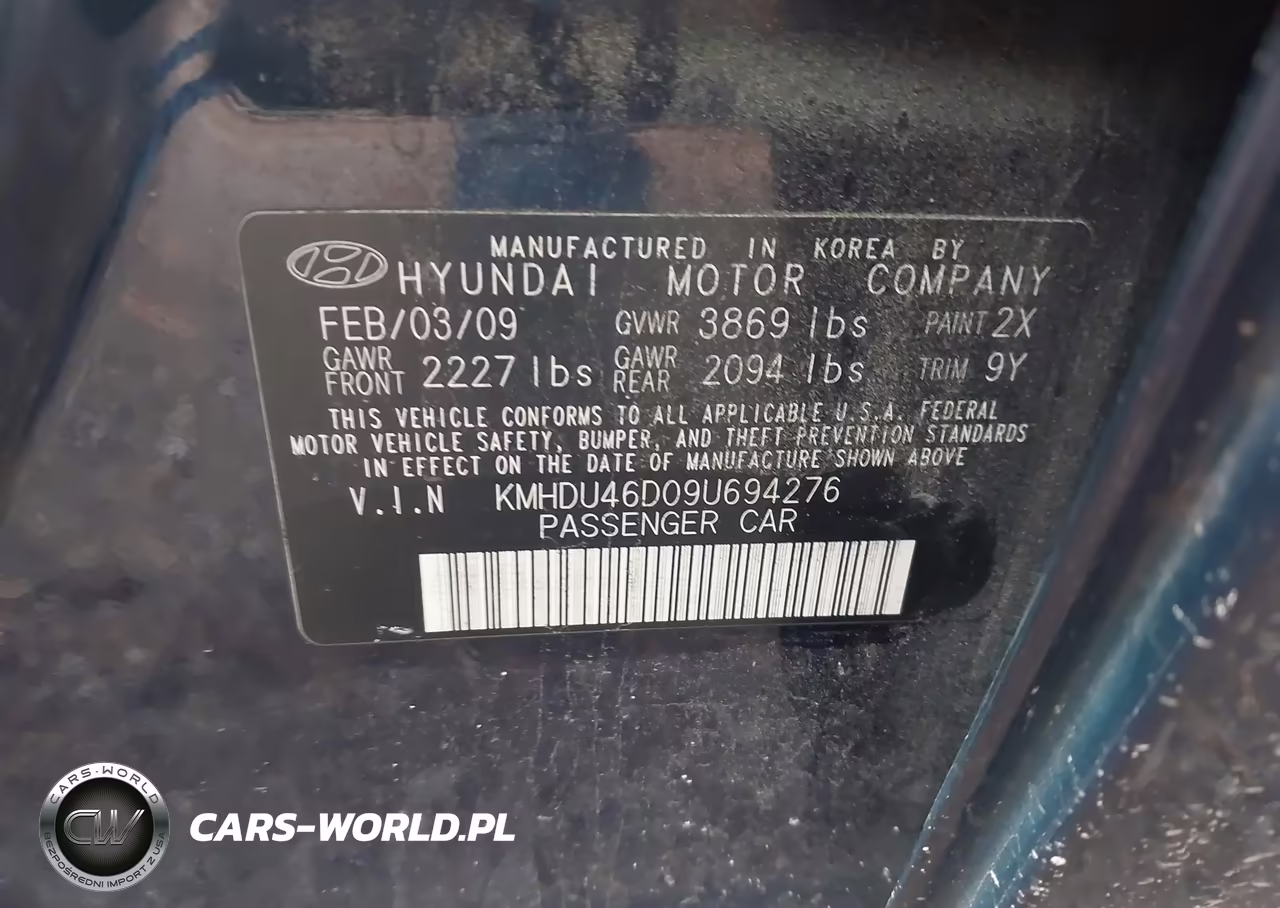 2009 HYUNDAI ELANTRA SE VIN:KMHDU46D09U694276 - 9