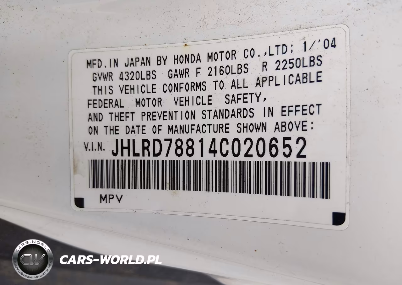 2004 Honda Cr-V Ex VIN:JHLRD78814C020652 - 9