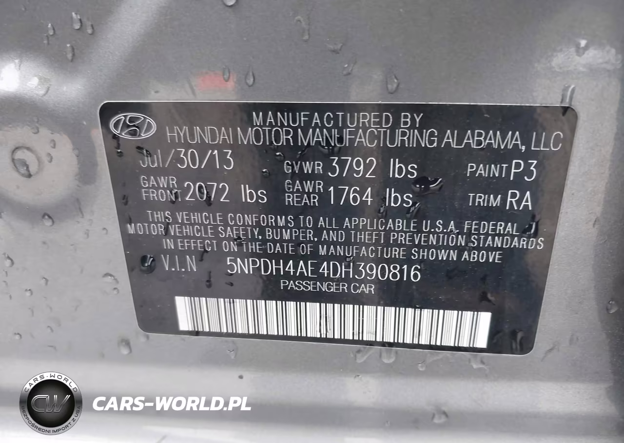 2013 HYUNDAI ELANTRA GLS VIN:5NPDH4AE4DH390816 - 9