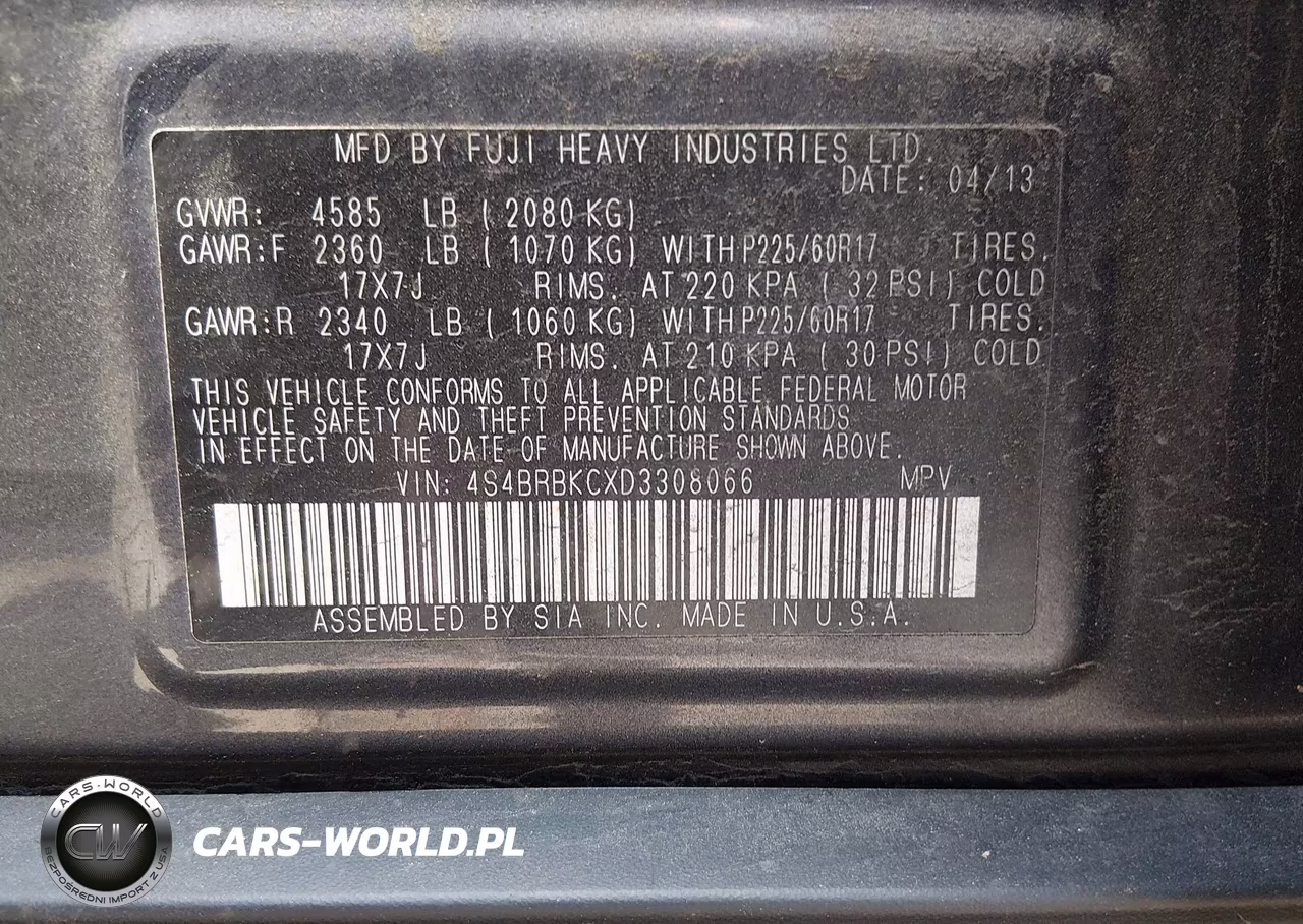 2013 Subaru Outback 2.5I Limited VIN:4S4BRBKCXD3308066 - 9