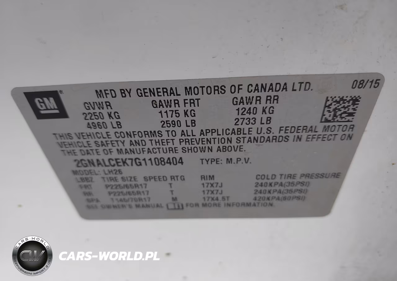 2016 Chevrolet Equinox Lt VIN:2GNALCEK7G1108404 - 9