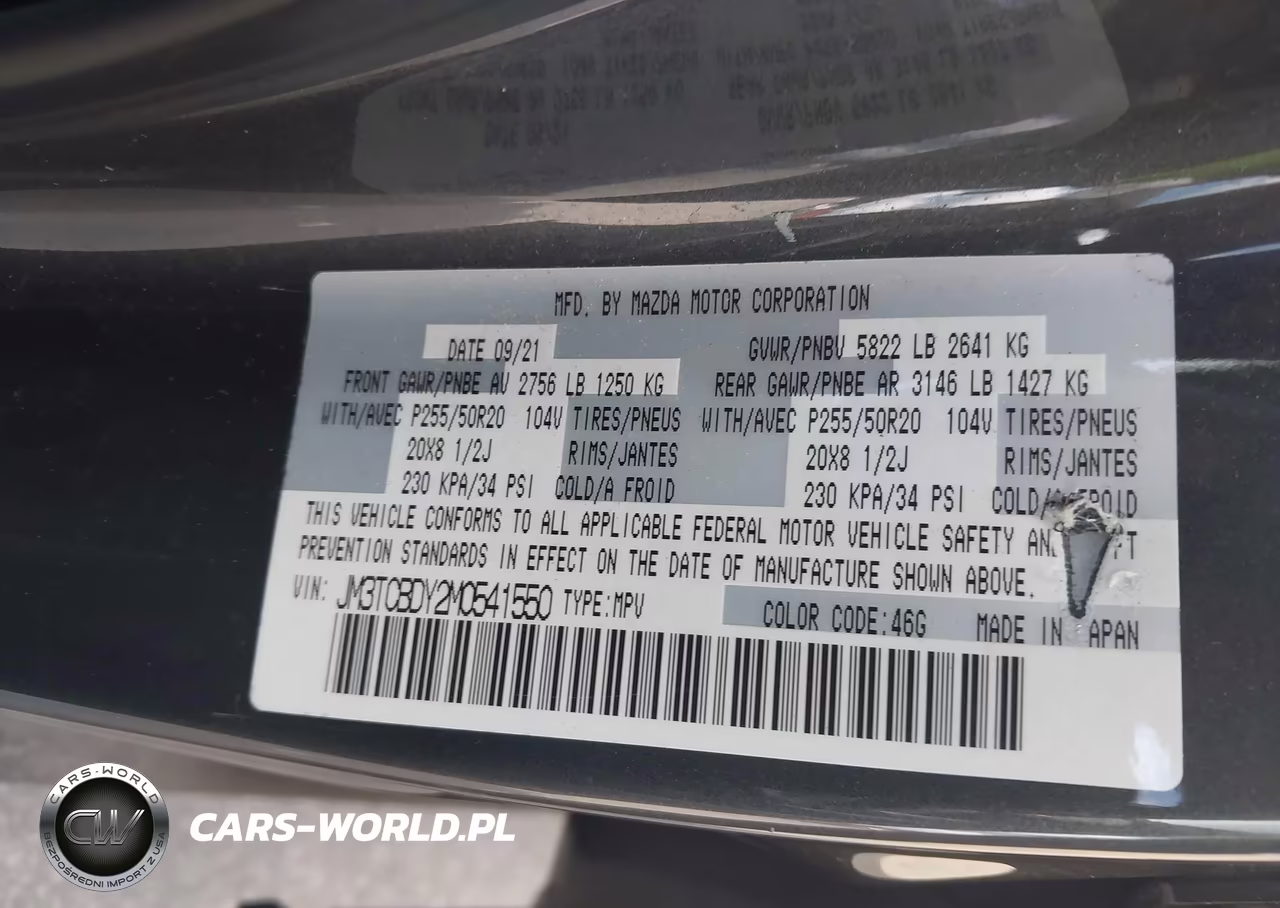 2021 Mazda Cx-9 Grand Touring VIN:JM3TCBDY2M0541550 - 9