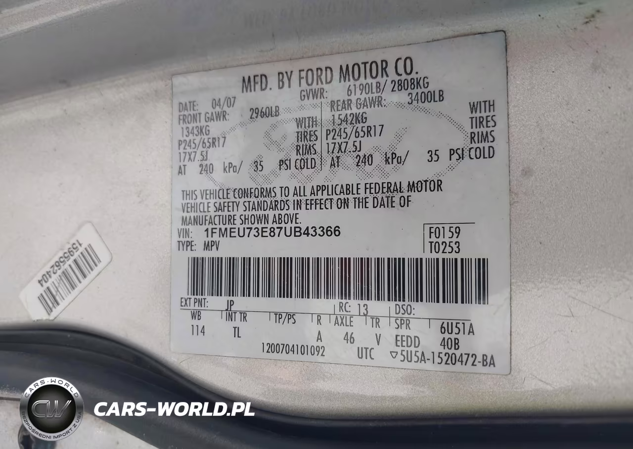 2007 Ford Explorer Xlt VIN:1FMEU73E87UB43366 - 9