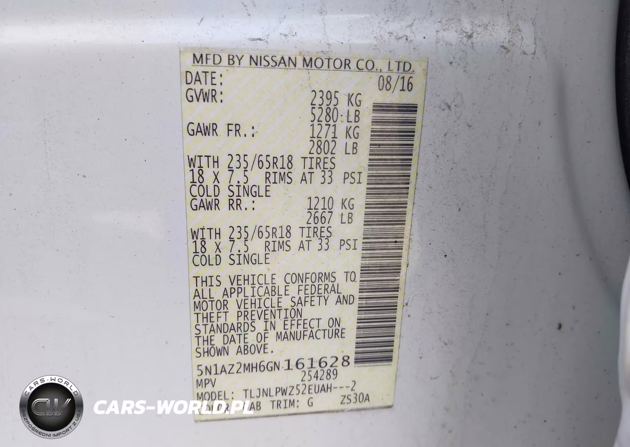2016 Nissan Murano S VIN:5N1AZ2MH6GN161628 - 9