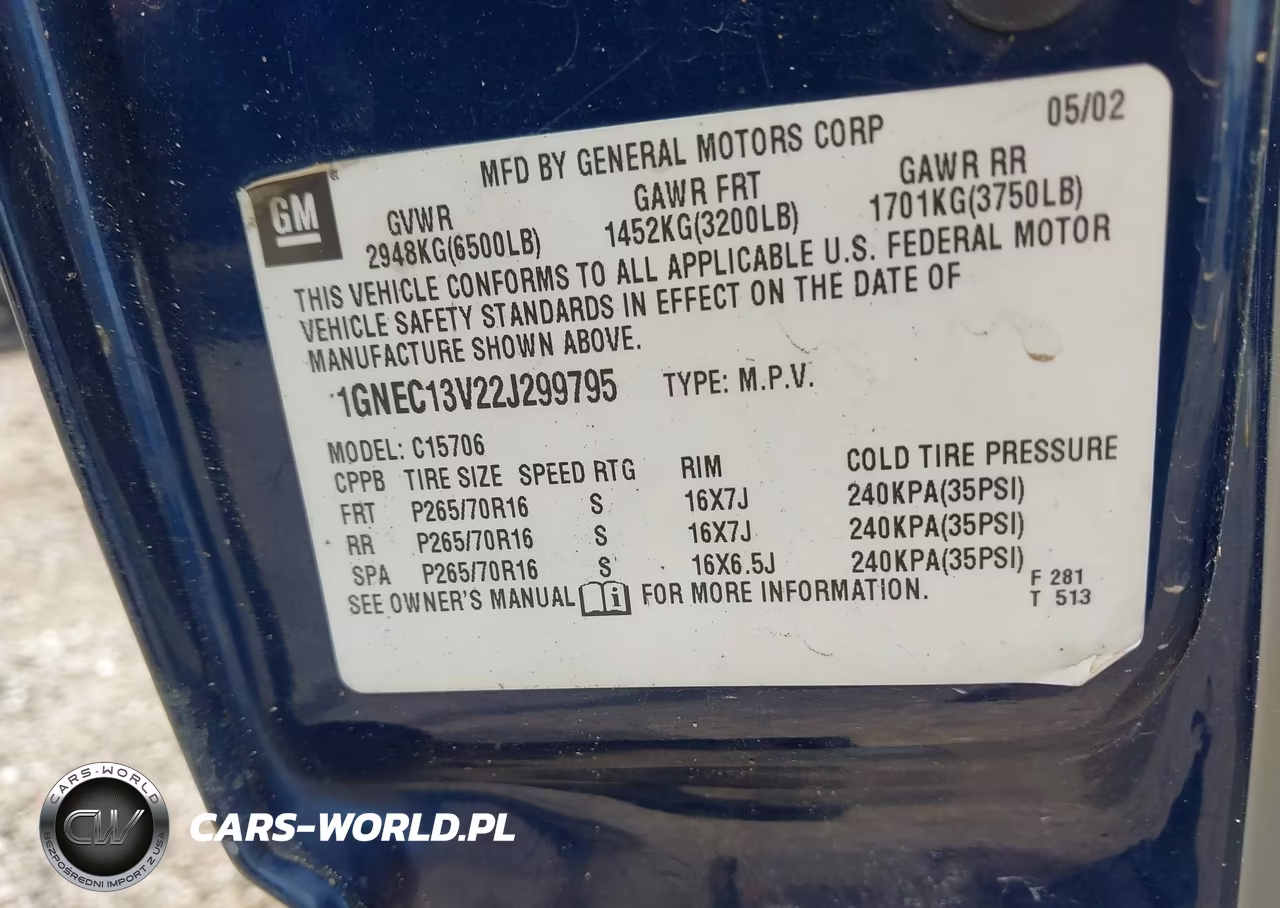 2002 Chevrolet Tahoe Ls VIN:1GNEC13V22J299795 - 9