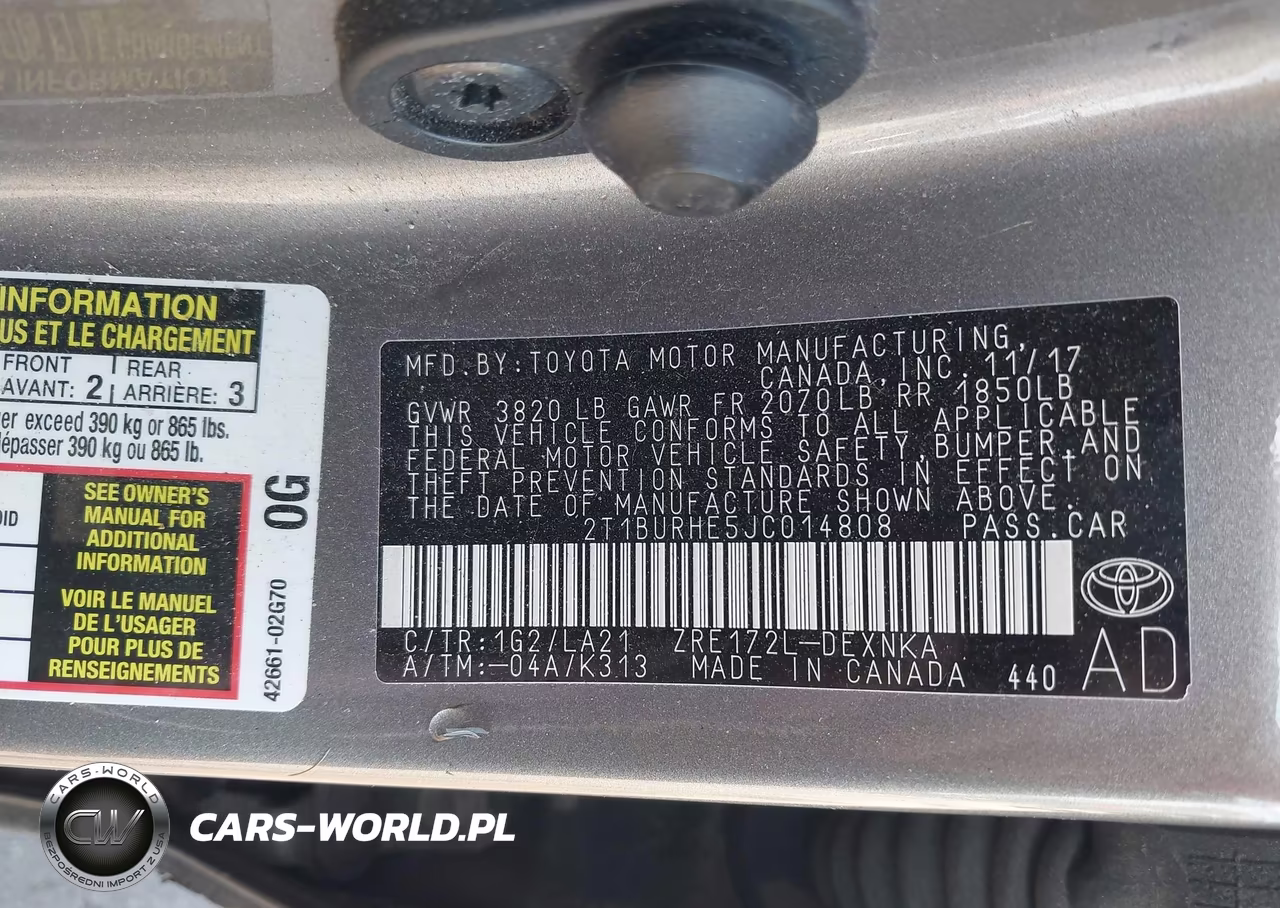 2018 Toyota Corolla Xle VIN:2T1BURHE5JC014808 - 9